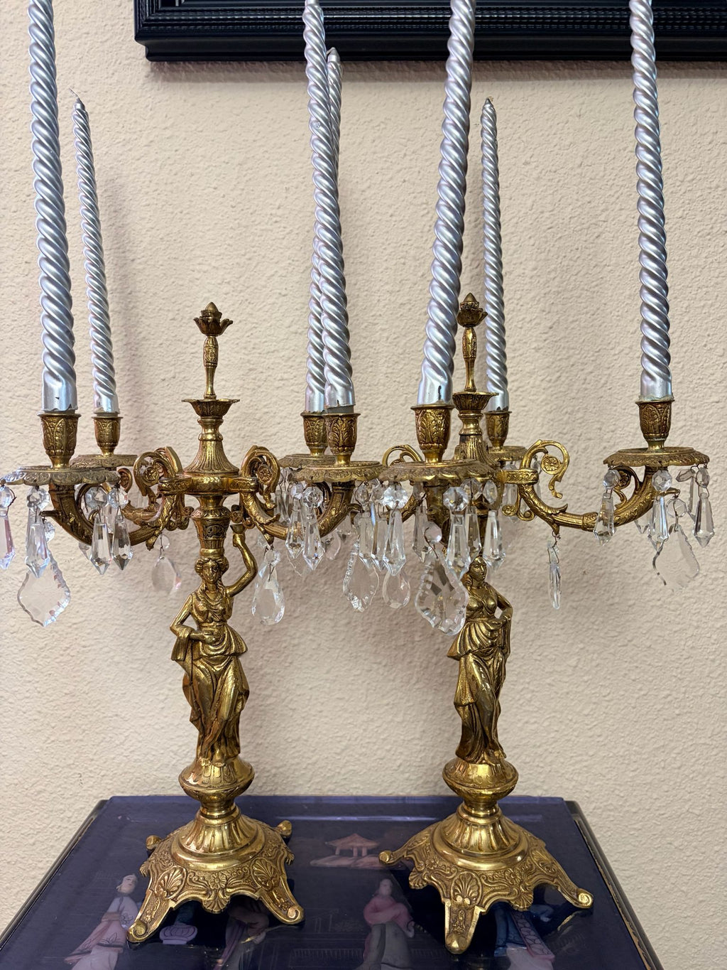 SET 2 CANDELABROS BRONCE
