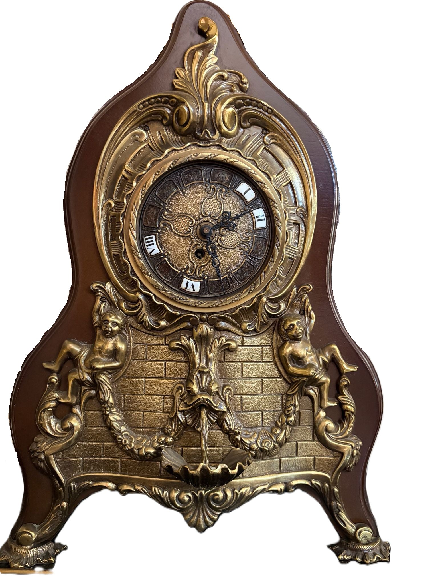 RELOJ MADERA Y BRONCE