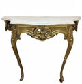 MUEBLE RECIBIDOR FORJA DORADA Y MÁRMOL