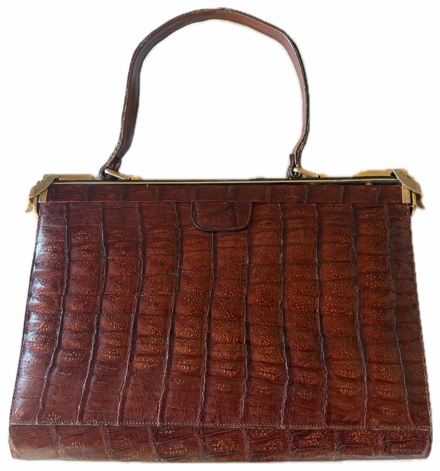 BOLSO PIEL COCODRILO CON CIERRE LATÓN
