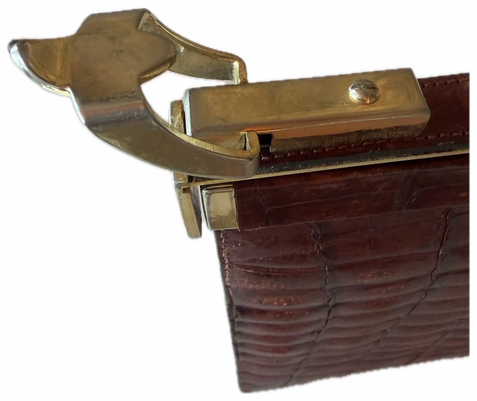BOLSO PIEL COCODRILO CON CIERRE LATÓN