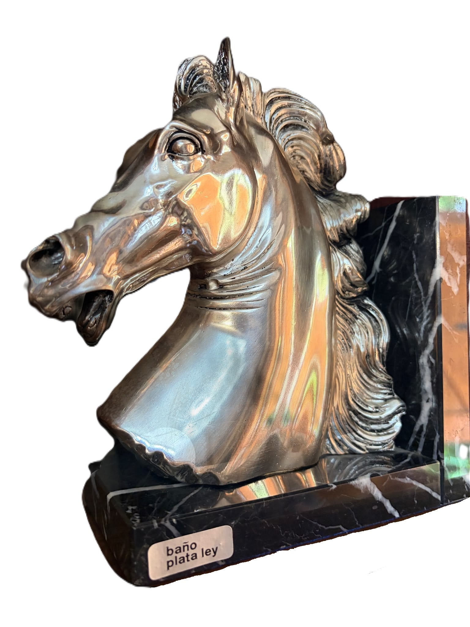 SET SUJETALIBROS CABALLOS BAÑO DE PLATA